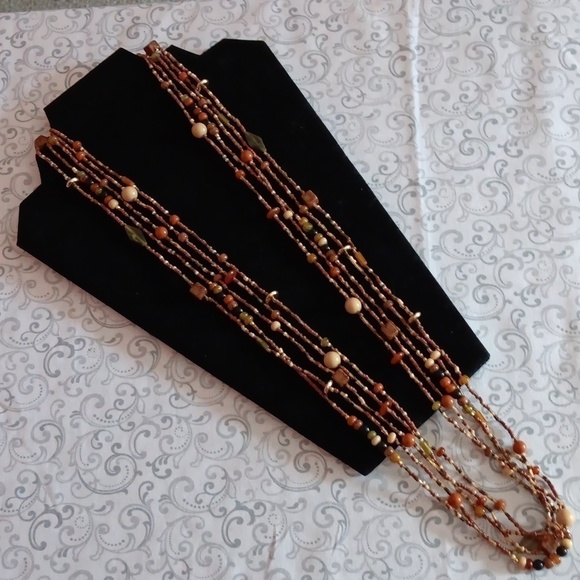 Five Strand Multi Colored Beaded Necklace - Picture 1 of 6